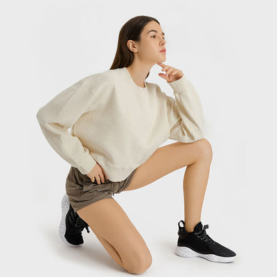 Drop Shoulders Women Sports Hoodies Tops Loose Cotton Sweatshirts